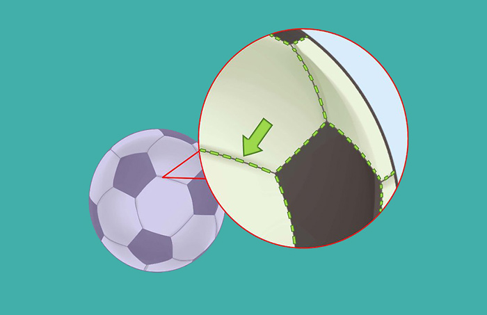 برسی نقاط اتصال بین دوخت توپ